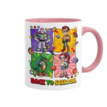 Back to the School Buzz & Friends, Κούπα χρωματιστή ροζ, κεραμική, 330ml