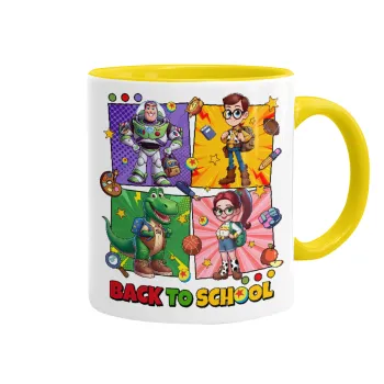 Back to the School Buzz & Friends, Κούπα χρωματιστή κίτρινη, κεραμική, 330ml
