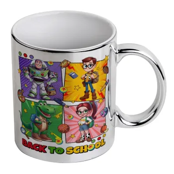 Back to the School Buzz & Friends, Κούπα κεραμική, ασημένια καθρέπτης, 330ml
