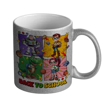 Back to the School Buzz & Friends, Κούπα Ασημένια Glitter που γυαλίζει, κεραμική, 330ml