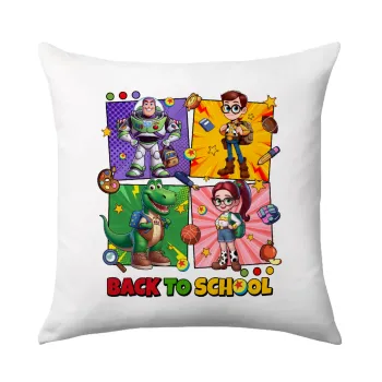 Back to the School Buzz & Friends, Μαξιλάρι καναπέ 40x40cm περιέχεται το  γέμισμα