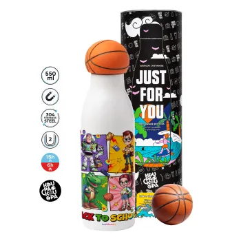 Back to the School Buzz & Friends, Bascetball Metal mug thermos, double wall, 550ml