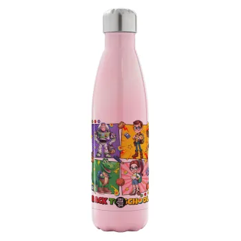 Back to the School Buzz & Friends, Metal mug thermos Pink Iridiscent (Stainless steel), double wall, 500ml