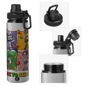 Back to the School Buzz & Friends, Metallic water bottle with safety cap, 850ml aluminum