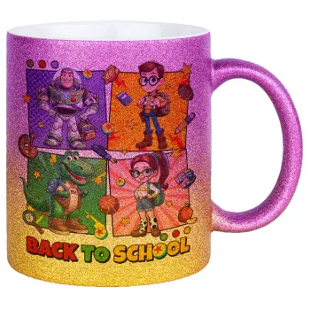 Back to the School Buzz & Friends, Κούπα Χρυσή/Ροζ Glitter, κεραμική, 330ml