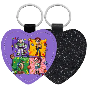 Back to the School Buzz & Friends, Μπρελόκ PU δερμάτινο glitter καρδιά ΜΑΥΡΟ