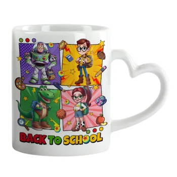 Back to the School Buzz & Friends, Mug heart handle, ceramic, 330ml