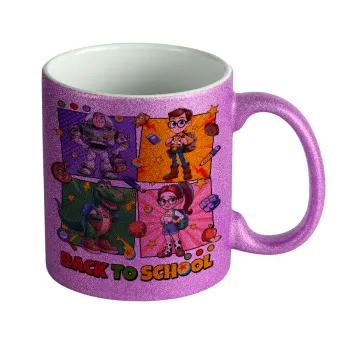 Back to the School Buzz & Friends, Κούπα Μωβ Glitter που γυαλίζει, κεραμική, 330ml
