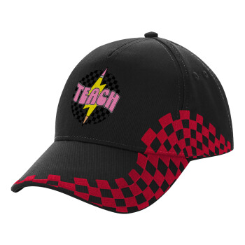 Teach, Adult Cap RACING Ultimate Black/Red, (100% COTTON DRILL, ADULT, UNISEX, ONE SIZE)