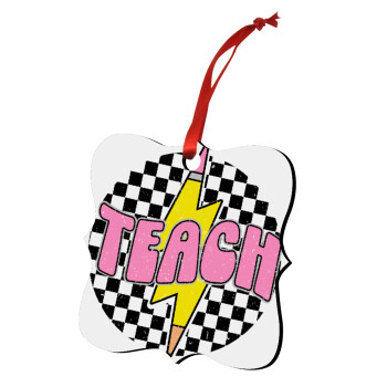 Teach, Στολίδι Χριστουγεννιάτικο στολίδι polygon ξύλινο 7.5cm