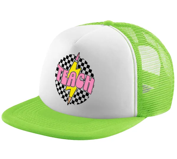 Teach — Καπέλο Ενηλίκων Soft Trucker με Δίχτυ ΠΡΑΣΙΝΟ/ΛΕΥΚΟ (POLYESTER, ΕΝΗΛΙΚΩΝ, ONE SIZE)