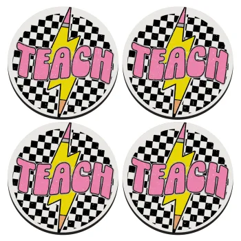 Teach, ΣΕΤ 4 Σουβέρ ξύλινα στρογγυλά (9cm)