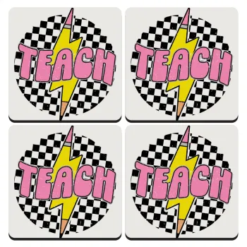 Teach, ΣΕΤ 4 Σουβέρ ξύλινα τετράγωνα (9cm)