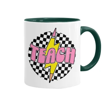 Teach, Κούπα χρωματιστή πράσινη, κεραμική, 330ml