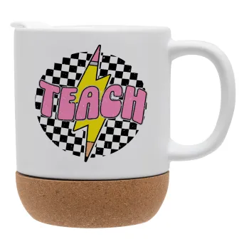 Teach, Κούπα, κεραμική με βάση φελού και καπάκι (ΜΑΤ), 330ml