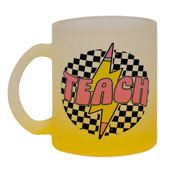 Teach, Κούπα γυάλινη δίχρωμη με βάση το κίτρινο ματ, 330ml