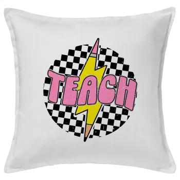 Teach, Μαξιλάρι καναπέ ΛΕΥΚΟ 100% βαμβάκι, περιέχεται το γέμισμα (50x50cm)