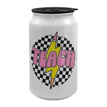 Teach, Κούπα ταξιδιού μεταλλική με καπάκι (tin-can) 500ml