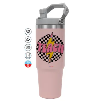 Teach, Pink color, 890ml (30oz) stainless Steel Tumbler with Handle