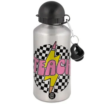 Teach, Μεταλλικό παγούρι νερού, Ασημένιο, αλουμινίου 500ml