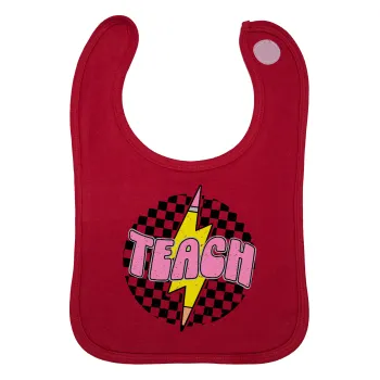 Teach, Σαλιάρα με Σκρατς Κόκκινη 100% Organic Cotton (0-18 months)