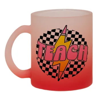 Teach, Κούπα γυάλινη δίχρωμη με βάση το κόκκινο ματ, 330ml