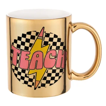 Teach, Κούπα κεραμική, χρυσή καθρέπτης, 330ml