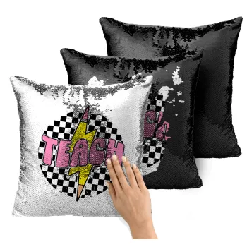 Teach, Μαξιλάρι καναπέ Μαγικό Μαύρο με πούλιες 40x40cm περιέχεται το γέμισμα