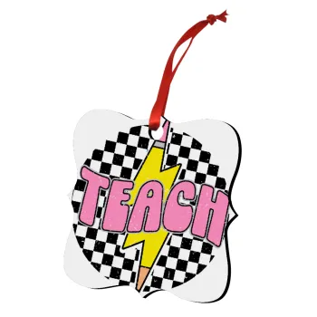 Teach, Στολίδι Χριστουγεννιάτικο στολίδι polygon ξύλινο 7.5cm