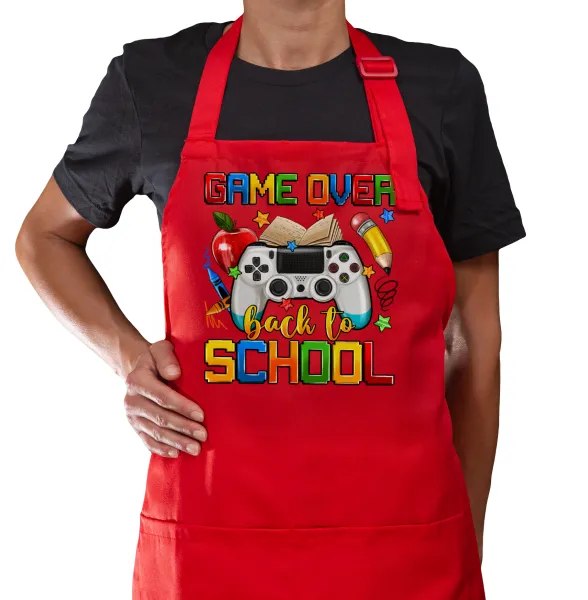 GAME OVER — Κόκκινη Ποδιά μαγειρικής με τσέπες (ΕΝΗΛΙΚΩΝ)