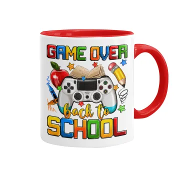 GAME OVER, Back to the School, Κούπα χρωματιστή κόκκινη, κεραμική, 330ml