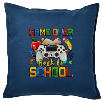 GAME OVER, Back to the School, Sofa cushion Blue 50x50cm includes filling
