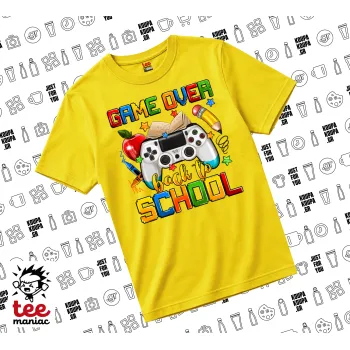 GAME OVER, Back to the School, yellow childrens T-Shirt made of 100% cotton, for every day. Vegan & OEKO-TEX certified.