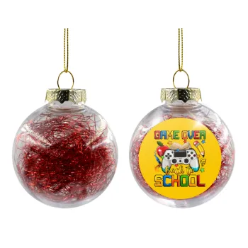 GAME OVER, Back to the School, Transparent Christmas tree ball ornament with red filling 8cm