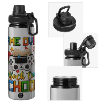 GAME OVER, Back to the School, Metallic water bottle with safety cap, 850ml aluminum