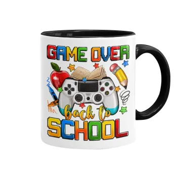 GAME OVER, Back to the School, Κούπα χρωματιστή μαύρη, κεραμική, 330ml