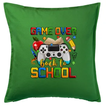 GAME OVER, Back to the School, Μαξιλάρι καναπέ Πράσινο 100% βαμβάκι, περιέχεται το γέμισμα (50x50cm)
