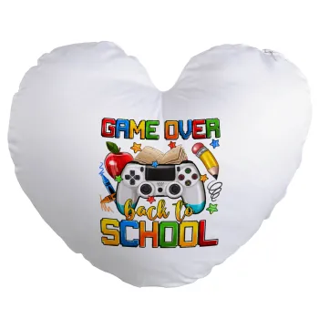 GAME OVER, Back to the School, Μαξιλάρι καναπέ καρδιά 40x40cm περιέχεται το  γέμισμα
