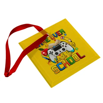 GAME OVER, Back to the School, Στολίδι Χριστουγεννιάτικο στολίδι γυάλινο τετράγωνο 9x9cm