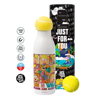 This Is What Dreams Are Made Of Lizzie Mcguire, Tennis ball Metal mug thermos White, double wall, 550ml