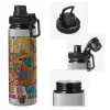Metallic water bottle with safety cap, 850ml aluminum