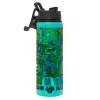 Metallic water bottle with safety lid, 850ml aluminum