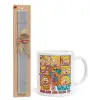 Easter Set, Ceramic Cup (330ml) & Easter aromatic flat candle (30cm) (GRAY)