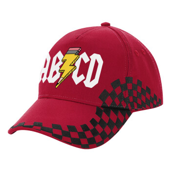 ABCD, Adult Cap RACING Ultimate Red/Black, (100% COTTON DRILL, ADULT, UNISEX, ONE SIZE ADULT)
