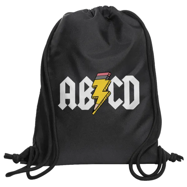 ABCD — Τσάντα πλάτης πουγκί GYMBAG Μαύρη, με τσέπη (40x48cm) & χονδρά κορδόνια