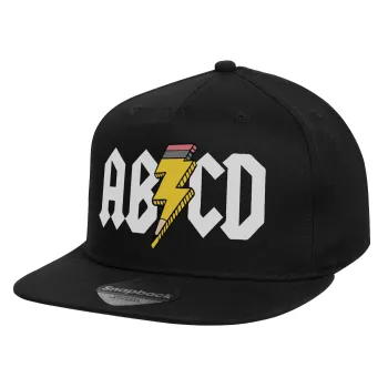 ABCD, Καπέλο παιδικό Flat Snapback, Μαύρο (100% ΒΑΜΒΑΚΕΡΟ, ΠΑΙΔΙΚΟ, UNISEX, ONE SIZE)