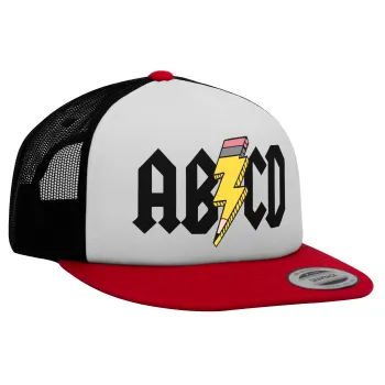 ABCD, Καπέλο Ενηλίκων Foam Flat Snapback με Δίχτυ Κόκκινο-Λευκό-Μαύρο (POLYESTER, ΕΝΗΛΙΚΩΝ, UNISEX, ONE SIZE)