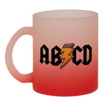 ABCD, Κούπα γυάλινη δίχρωμη με βάση το κόκκινο ματ, 330ml