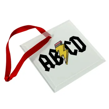 ABCD, Στολίδι Χριστουγεννιάτικο στολίδι γυάλινο τετράγωνο 9x9cm