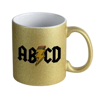 ABCD, Κούπα Χρυσή Glitter που γυαλίζει, κεραμική, 330ml